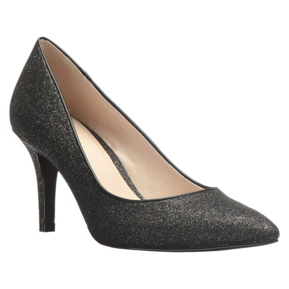 Cole Haan Juliana Pump 75 Black Glitter Leather Evening Dress Shoes Heels 7 M - Picture 6 of 12
